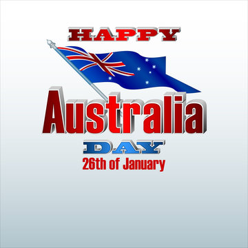 Holiday design, background with 3d texts and Australian flag colors for 26th of January, Australia National day, celebration; Vector illustration