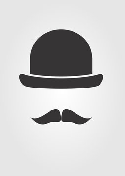 Barber shop icon. Mustache and bowler. Vector illustration