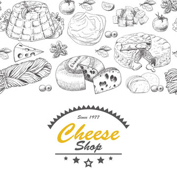 Horizantal background with cheese products