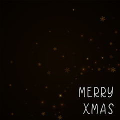 Merry Xmas greeting card. Sparse starry snow background. Sparse starry snow on brown background. Amazing vector illustration.