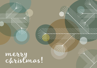 Weihnachtsbaum mit Kugeln, Grafik, Weihnachtsgru&szlig;, geometrische Formen, englisch