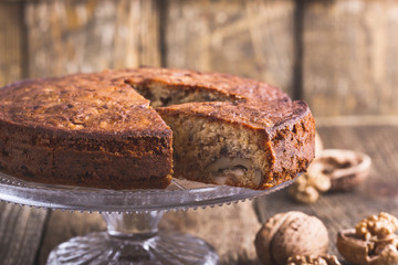 Walnut cake on cakestand