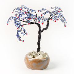 Handmade article: money tree from glass beads and wire. Lilac fr