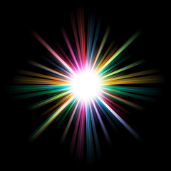 Abstract bright and colorful starburst background.
