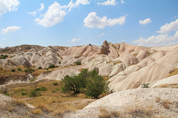 Fototapeta na wymiar Cappadocia, Rock formation at the end of the Zemi valley between Gereme and Uchisar. Cappadocia, Turkey.