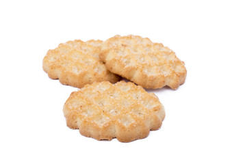 Tasty cookies biscuits isolated on white background