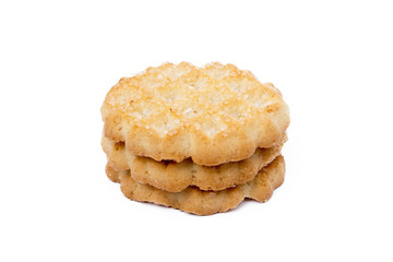 Tasty cookies biscuits isolated on white background