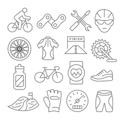 Fototapeta premium Biking Line Icons