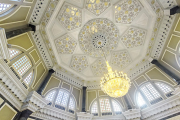 Interior of Ubudiah mosque in  Kuala Kangsar, Perak, Malaysia.