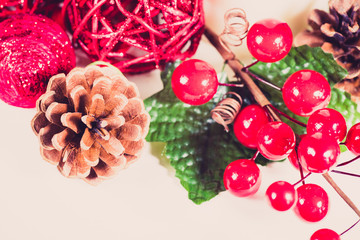 Christmas decorations on table