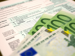 Tax form 1040 and euros