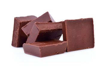 Chocolate bars stack isolated on white background