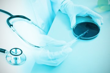 Fototapeta premium Composite image of metal black stethoscope