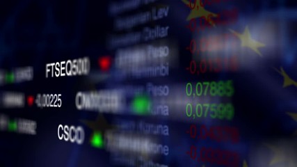 Stock Market Business Background with EU flag - Powered by Adobe