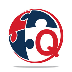 Icon logo for business consulting, illustrated with the concept puzzle and the initials  letter Q