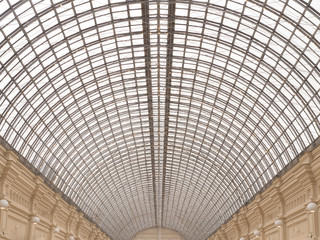 Glass arch ceiling, passage