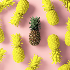 Painted pineapple concept. Vegan background