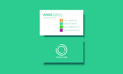 Green and white business card