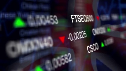 Stock Market Business Background with UK flag - Powered by Adobe