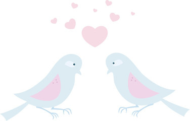 liebende Vögel mit Herzen. Kann zum Beispiel für Valentinstagskarten benutzt werden.