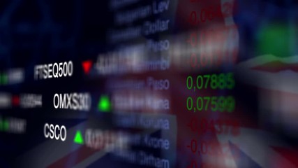 Stock Market Business Background with UK flag - Powered by Adobe