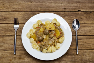 cold pasta salad mushroom soup, potato bacon