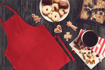 Red apron in a christmas scene