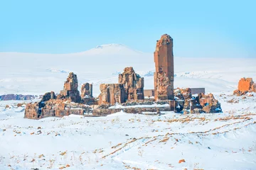 Photo sur Plexiglas Rudnes Ani Ruins, Ani is a ruined and uninhabited medieval Armenian city-site situated in the Turkish province of Kars
