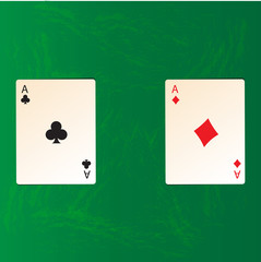 Vector illustration of Two aces on a poker table