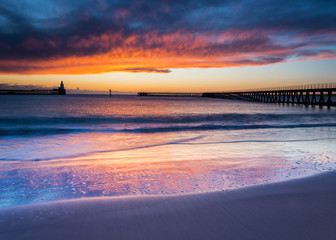 Dawn at Blyth Piers, Blyth, Northumberland, England, UK.