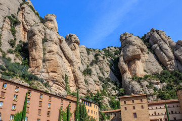 The Mountain of Montserrat (Catalonia, Spain). Montserrat mountains and Benedictine monastery of...