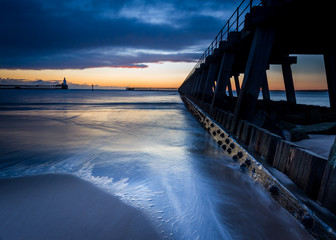 Dawn at Blyth Piers, Blyth, Northumberland, England, UK.