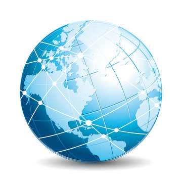 Communications globe. Network, travel, exchange or connectivity vector icon.