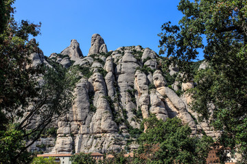 The Mountain of Montserrat (Catalonia, Spain). Montserrat mountains and Benedictine monastery of...