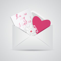 3D Valentine's Day Envelope. Be my Valentine hand drawn text