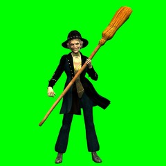 Befana in piedi con scopa