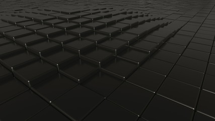 Abstract black polished bars background, 3D rendering