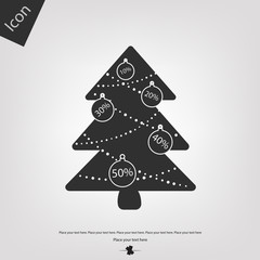 Sales ball on the christmas tree icon