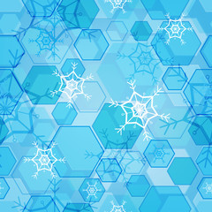 Obraz na płótnie Canvas Seamless vector background, snowflake on honeycomb background.