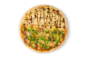 Fresh tasty pizza on white background. Clipping path included