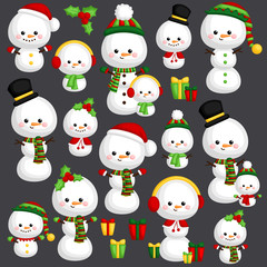 Christmas Snowman Vector Set