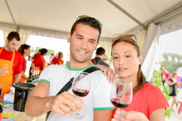 Couple doing some wine tasting
