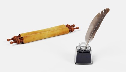 realistic 3d render of ikpot with quill