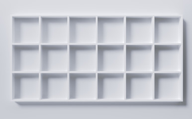 Empty shelves, blank Bookcase library.