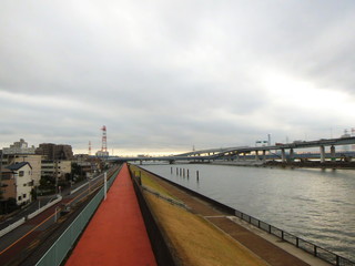 中川沿いの堤防　ジョギングコース