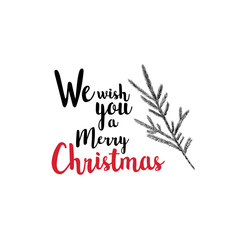We wish you a Merry Christmas vector illustration postcard inscription.