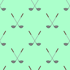 Seamless golf club pattern on a green background