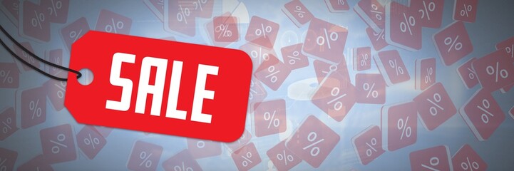 Sale tag with percent symbol icons