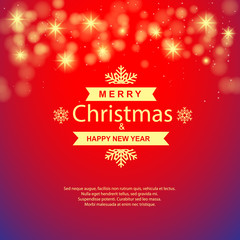 Fototapeta na wymiar Red sparkling background with stars. Vector illustration. Merry Christmas and Happy New Year background.