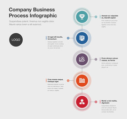 Vector infographic company business process template isolated on light background.